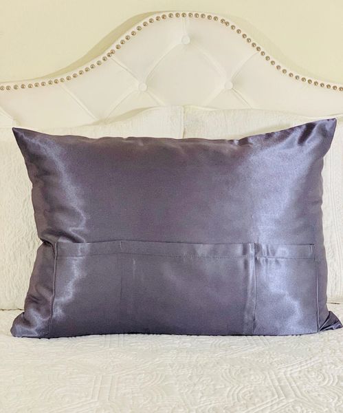 Dark Grey Satin TheraPocker® With Lux Plush hot cold pack to soothe and help you rest