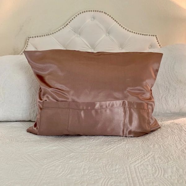 Mocha Taupe Satin TheraPocker® With Lux Plush hot cold pack to soothe and help you rest
