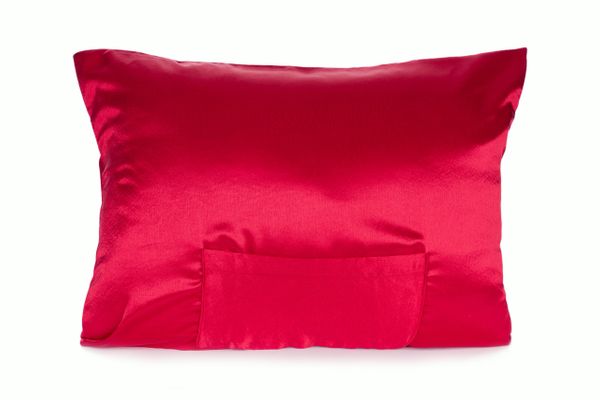 Ruby Red Satin pillowcase TheraPocker® With Lux Plush hot cold pack to soothe and help you rest Lux Pillows Plus LLC